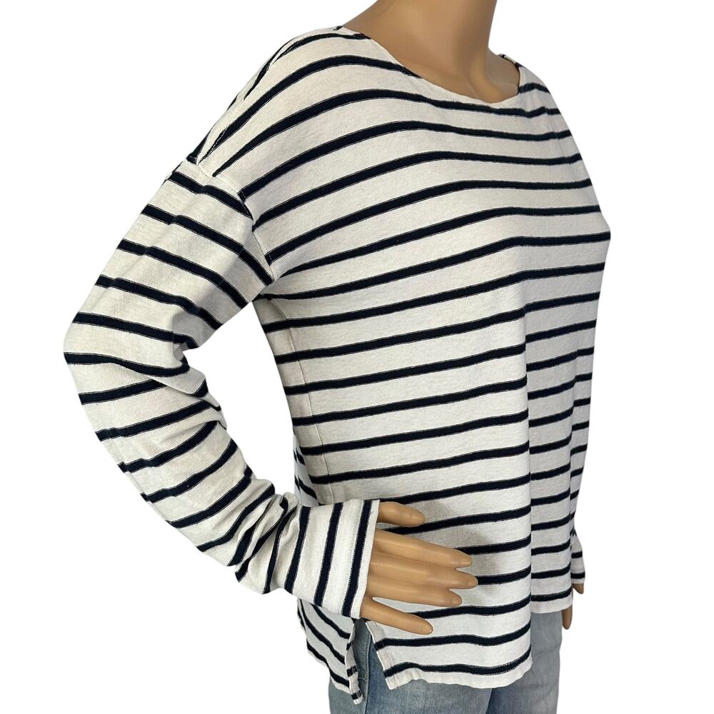 J. Crew Deck Striped Boatneck Shirt Navy White E1143 Size S - Picture 4 of 12